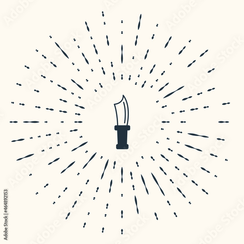 Grey Diving knife icon isolated on beige background. Abstract circle random dots. Vector