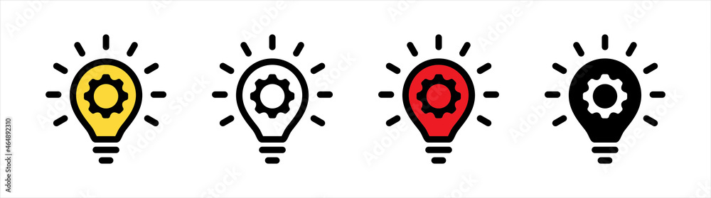 Lamp line icon set. Light bulb icon. Idea lamp icon collection in flat style. Lamp line icon set. Light bulb icon. Idea lamp icon collection in flat style.