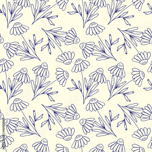 Adorable hand drawn flower seamless pattern vector illustration. Endless plant background.