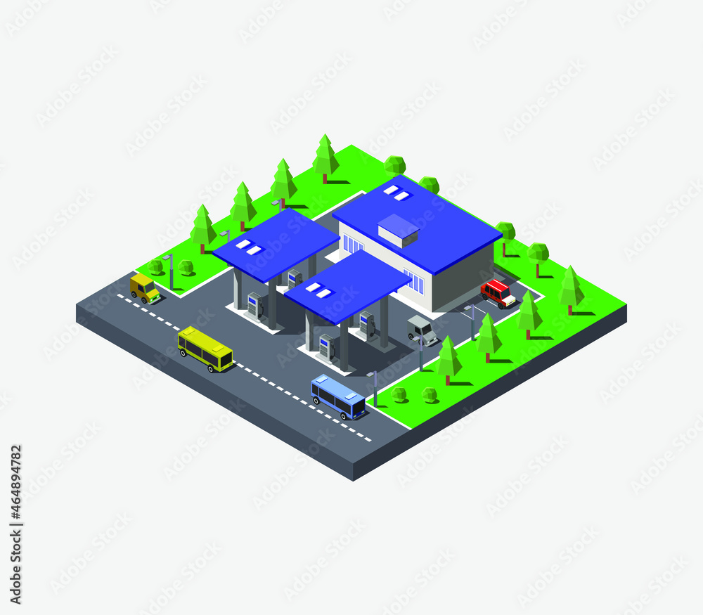 Isometric gas station