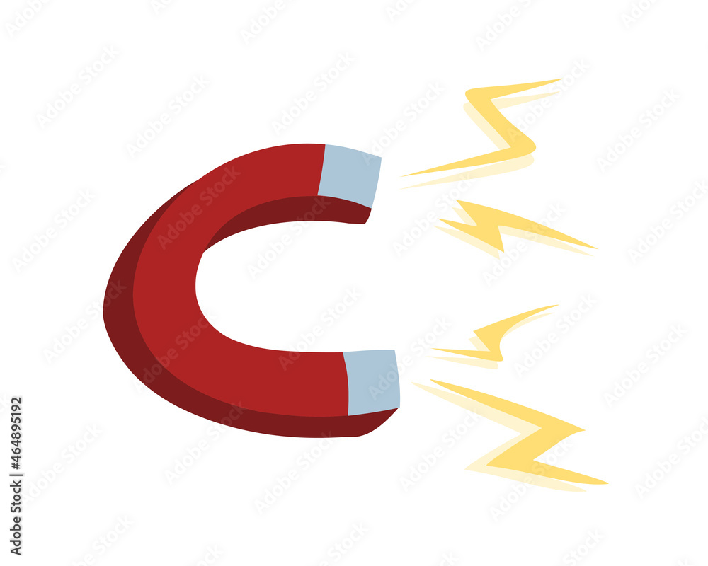 Magnet icon flat style Red horseshoe cartoon Vector Illustration isolated on white background. Symbol attraction, influence. Magnet icon flat style Red horseshoe cartoon Vector Illustration isolated on white background. Symbol attraction, influence.