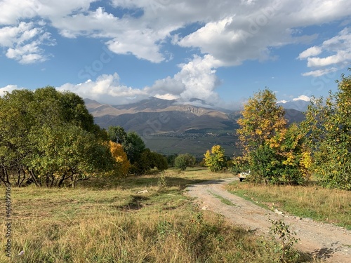 autumn landscape with mountains and clouds, Margahovit, Armenia