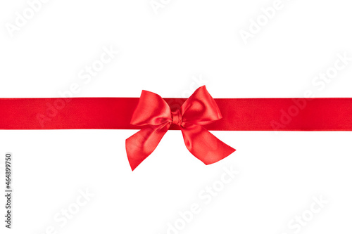festive red ribbon with bow isolated