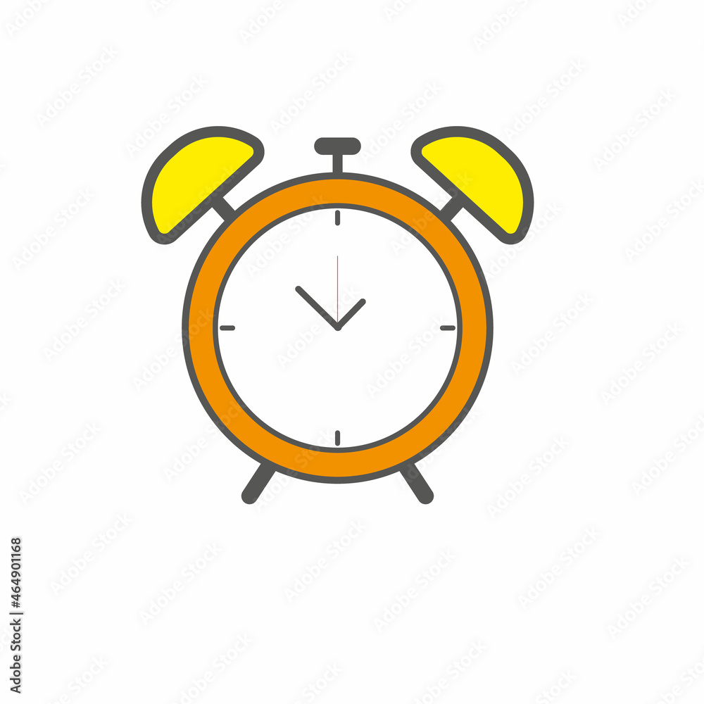 Alarm clock icon with long shadow. Flat design style. Clock silhouette. Simple icon. Modern flat icon in stylish colors. Web site page and mobile app design element. Alarm clock icon with long shadow. Flat design style. Clock silhouette. Simple icon. Modern flat icon in stylish colors. Web site page and mobile app design element.