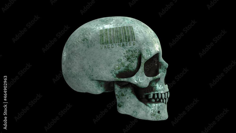 Totenschädel / Totenkopf mit geprägtem Barcode 
