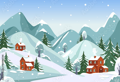 Winter landscape of mountains or scenery view