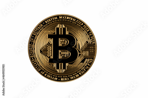 Bitcoin coin crypto money isolated on white background.