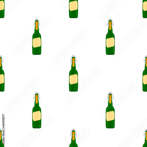 Illustration on theme seamless beer glass bottles with lid for brewery