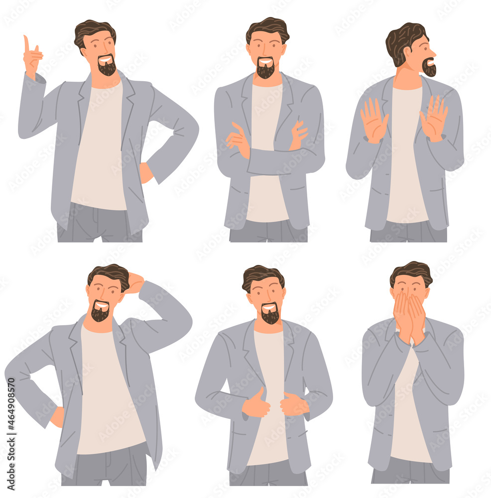 Fototapeta premium Young man c gesture set.