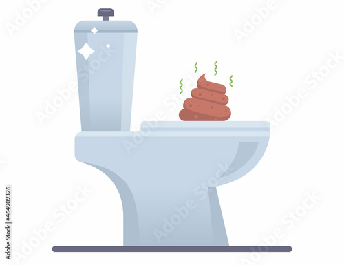 toilet and stinky shit icon on a white background. flat vector illustration