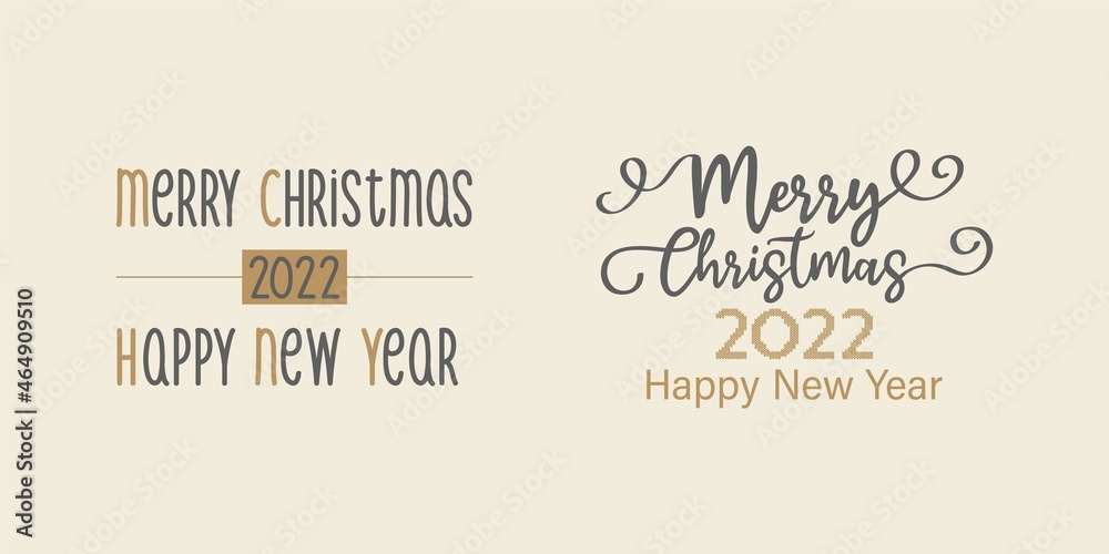 Merry Christmas Lettering and happy new year 2022 Design Set. illustration