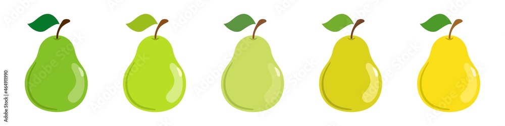 Set of green and yellow pears. Illustration. Set of green and yellow pears. Illustration.