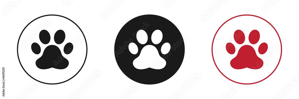 Animal paw icons set. Flat design. Vector illustration. Animal paw icons set. Flat design. Vector illustration.