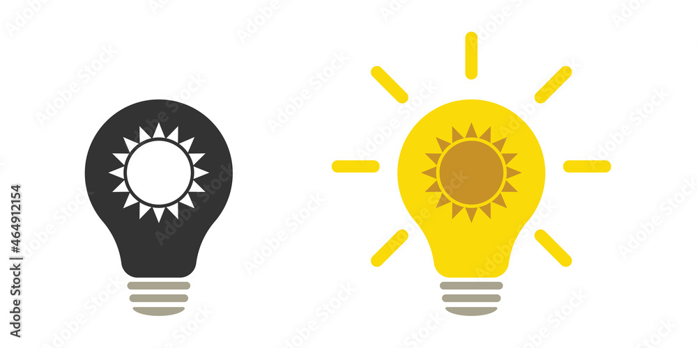 Solar energy. Light bulb with the sun. Illustration.
