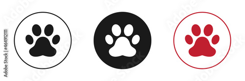 Animal paw icons set. Flat design. Vector illustration.