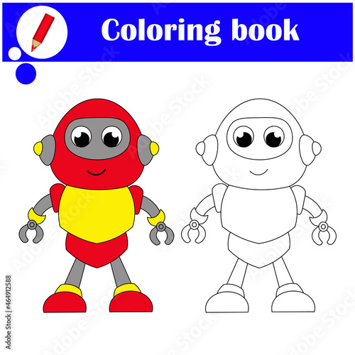 Cute robot. Coloring book for children