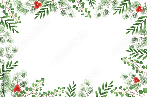 Obraz na plátně watercolor christmas tree branches background vector design illustration