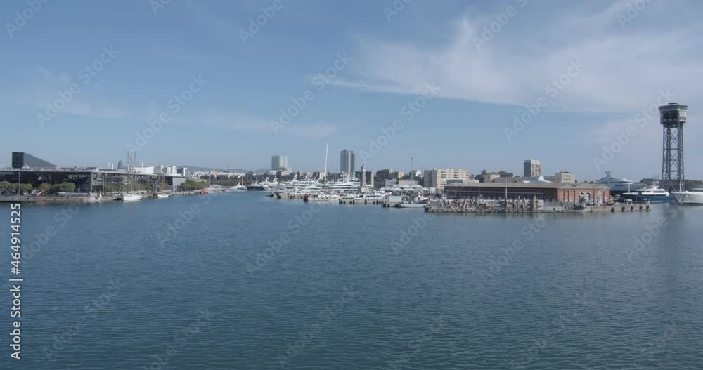 Panoramic view of port of Barcelona, port Vell Panoramic view of port of Barcelona, port Vell