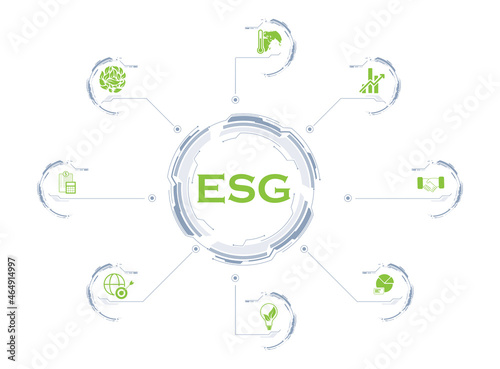ESG concept of environmental, social and governance. Corporate sustainability performance for investment screening. Vector illustration
