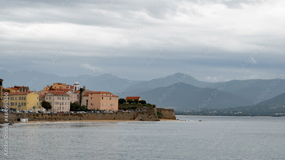 A brooding sky over the town of Ajaccio, Corsica.