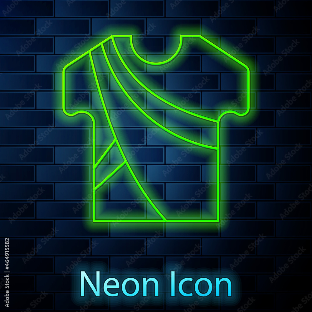 Glowing neon line Indian man dress traditional hindu clothes with long shirt icon isolated on brick wall background. Vector Glowing neon line Indian man dress traditional hindu clothes with long shirt icon isolated on brick wall background. Vector