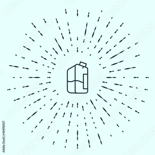 Black line Printer ink bottle icon isolated on grey background. Abstract circle random dots. Vector