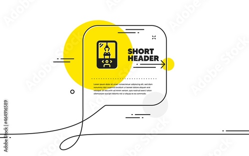 Crane claw machine icon. Continuous line chat bubble banner. Amusement park sign. Carousels symbol. Crane claw machine icon in chat message. Talk comment and speak background. Vector