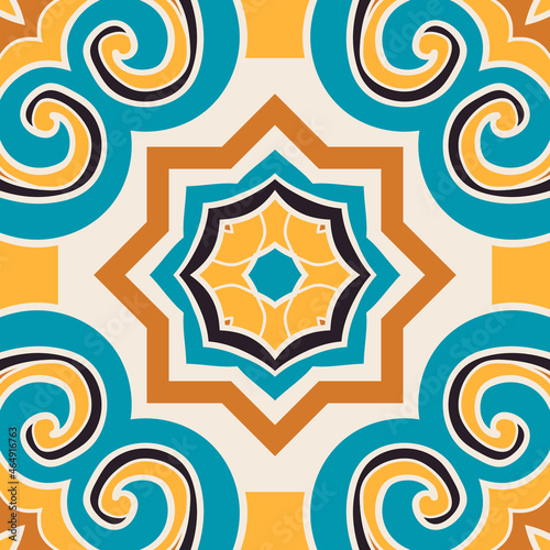 seamless pattern Azulejos Portugal mosaic tiles