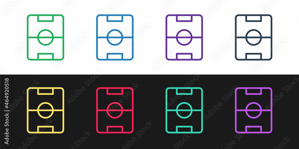 Set line Football or soccer field icon isolated on black and white background. Vector Set line Football or soccer field icon isolated on black and white background. Vector
