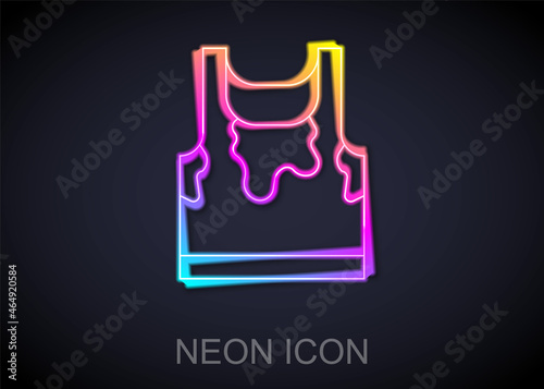 Glowing neon line Sweaty sleeveless sport t-shirt icon isolated on black background. Vector