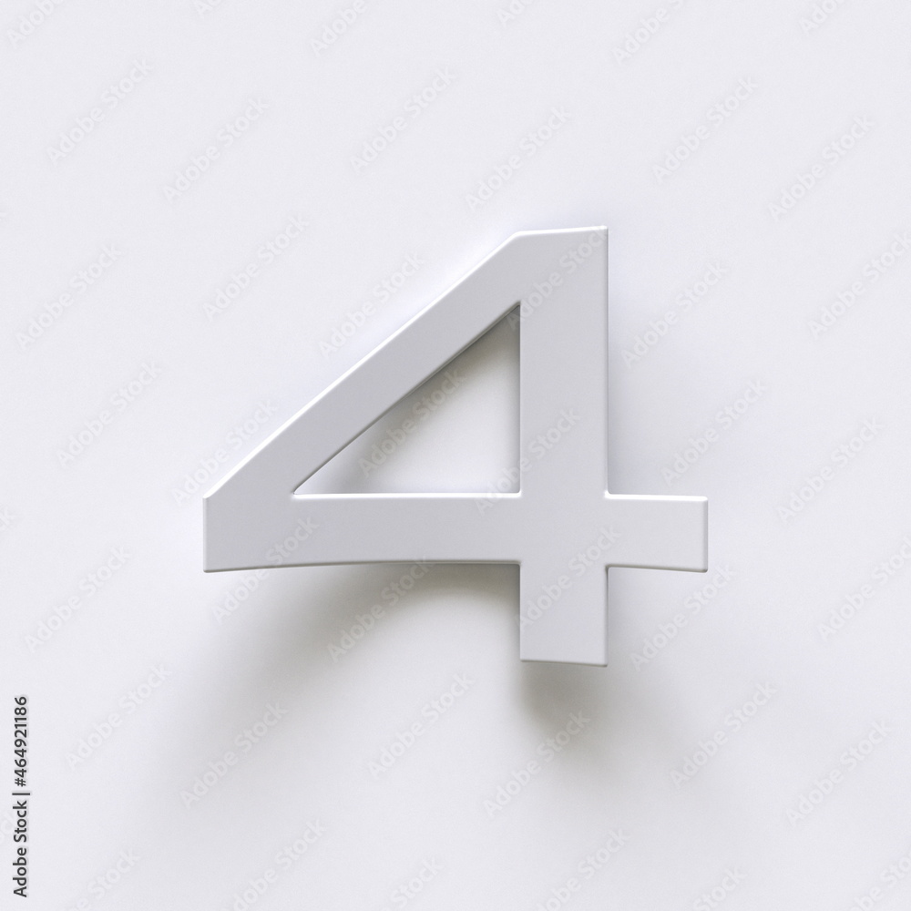 Obraz premium Bent paper font with long shadows Number 4 FOUR 3D