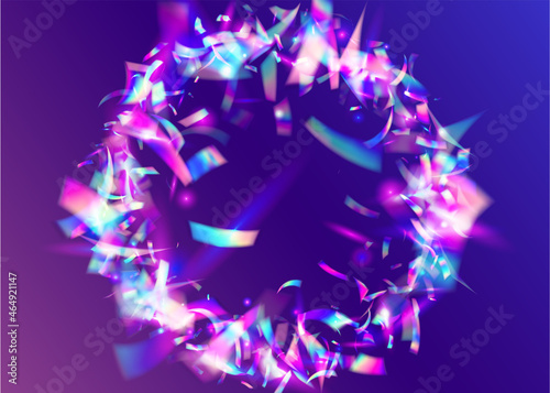 Birthday Tinsel. Bokeh Glare. Blue Disco Effect. Bright Art. Blu