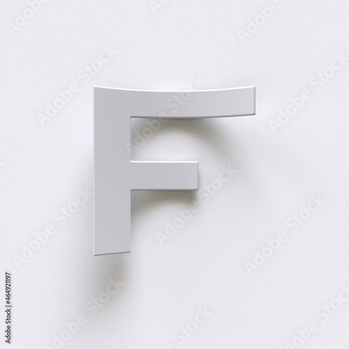 Bent paper font with long shadows Letter F 3D