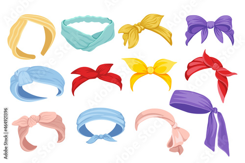 Canvas-taulu Set of Woman Bandana, Hair Bands and Scarves