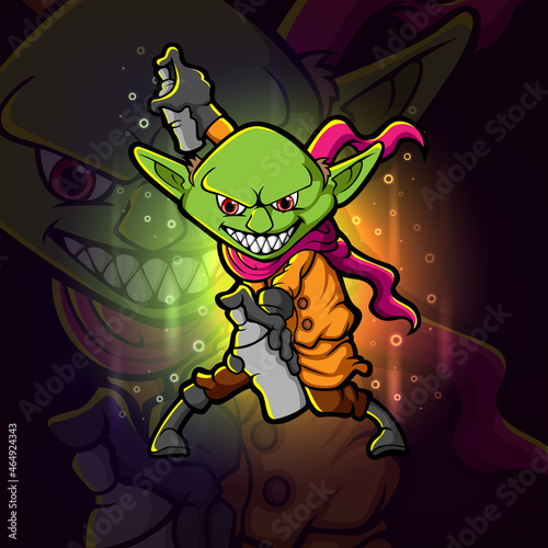 The goblin witch with the graffiti spray esport logo design
