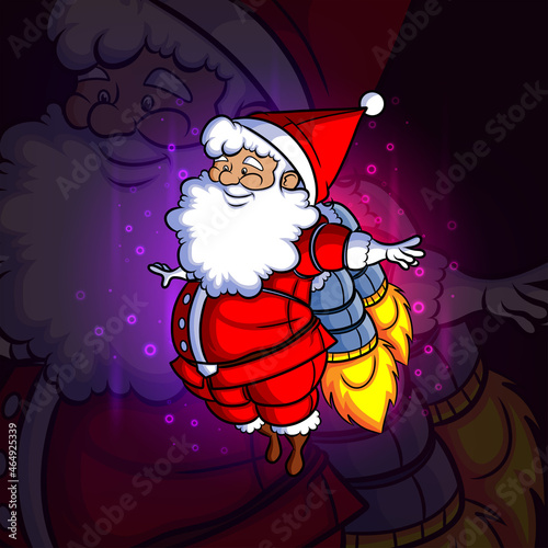 The santa with the turbo tube esport mascot design