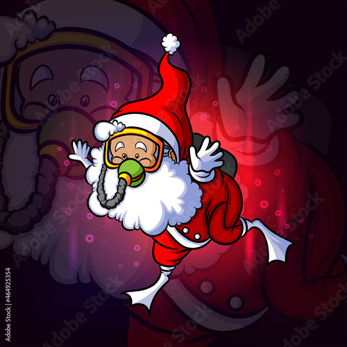 The santa clause is snorkeling esport logo design
