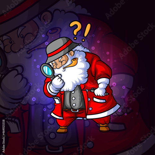 The detective santa esport mascot design