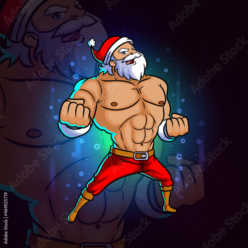 The young fighter santa stick esport mascot design photo