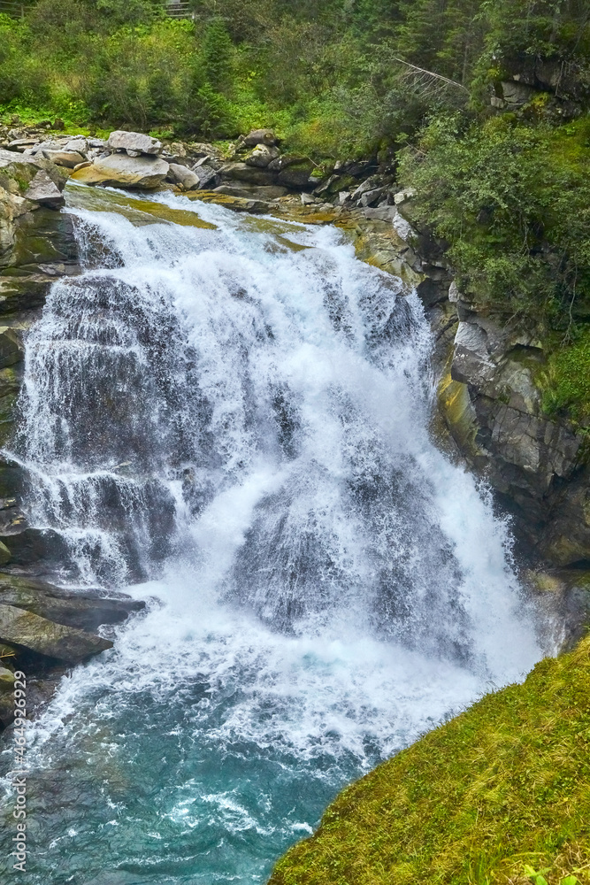 Famous waterfalls in the Austrian mountains. (Krimmler Waterfalls)