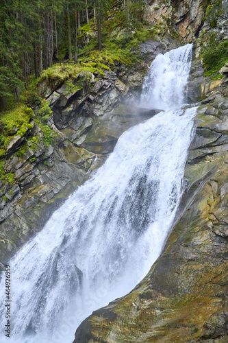 Famous waterfalls in the Austrian mountains.  Krimmler Waterfalls 
