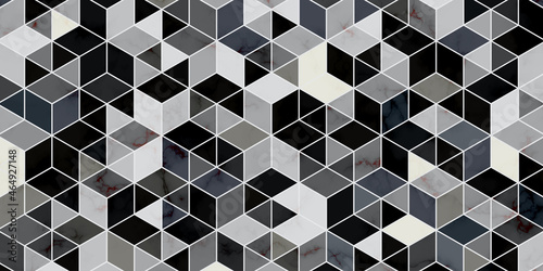  Geometric pattern with polygonal shape. Luxury background dark gray and marble texture