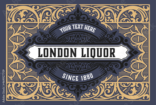 Whiskey label with old frames