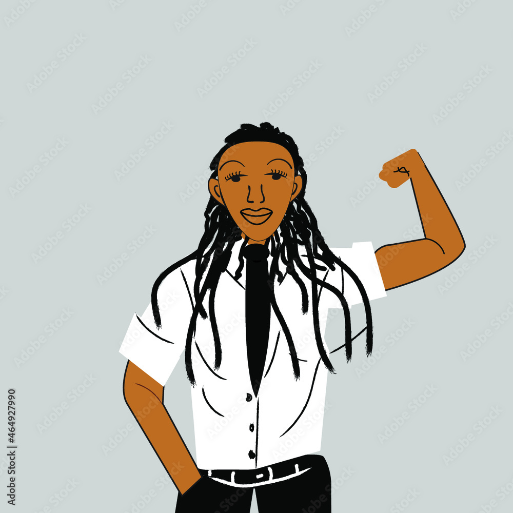 Obraz premium Lesbian woman flexing arm wearing a tie 