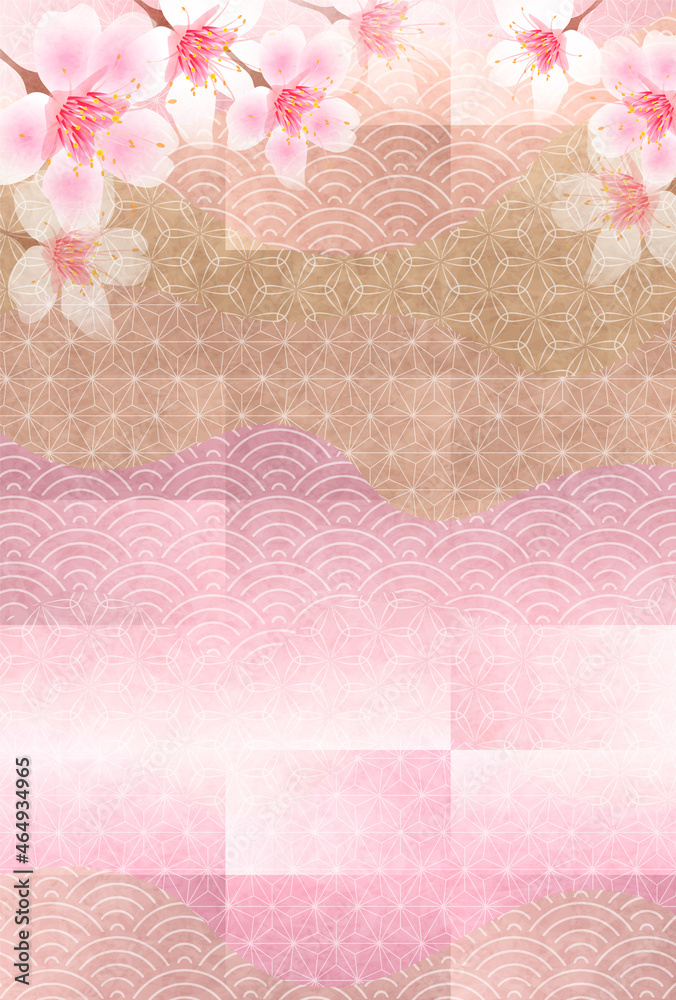 桜　年賀状　和柄　背景