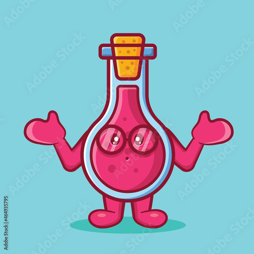 kawaii flask glass mascot with confused gesture isolated cartoon in flat style