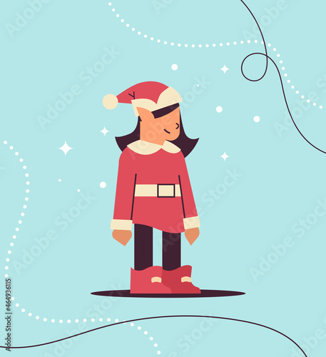 female elf in uniform having fun girl santa helper celebrating happy new year merry christmas holidays