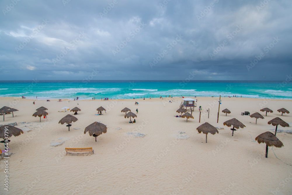Dolphins Beach (Playa Delfines) aerial view in Cancun, Quintana Roo QR, Mexico. Dolphins Beach (Playa Delfines) aerial view in Cancun, Quintana Roo QR, Mexico.