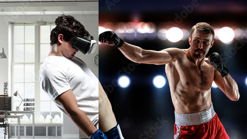 Young man boxing. . Mixed media © Sergey Nivens