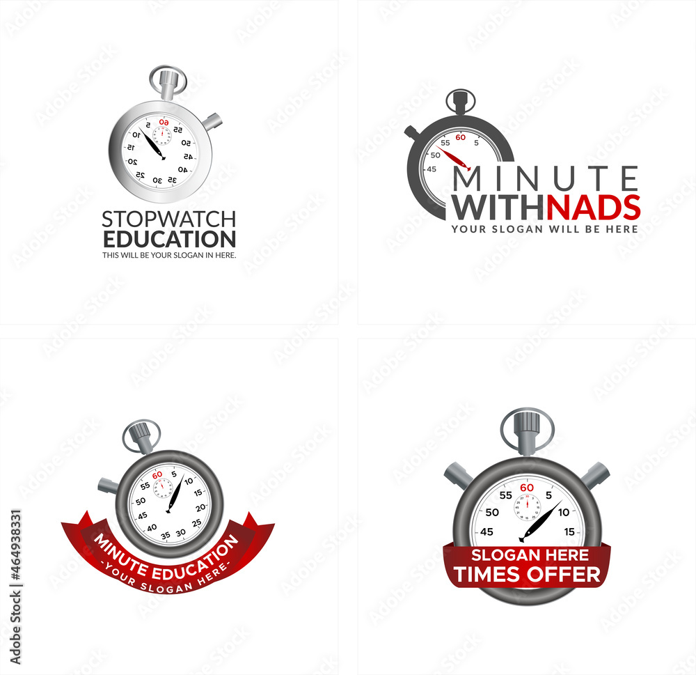 Modern object time education stopwatch logo design Stock Vector Adobe